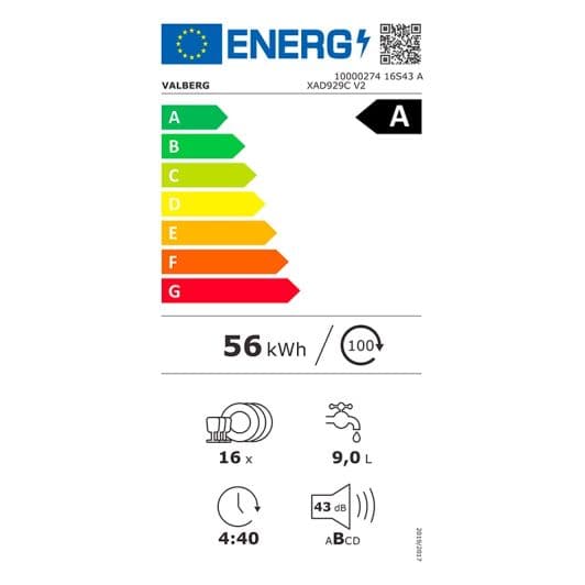 Lave-vaisselle VALBERG 16S43 A XAD929C V2 inox