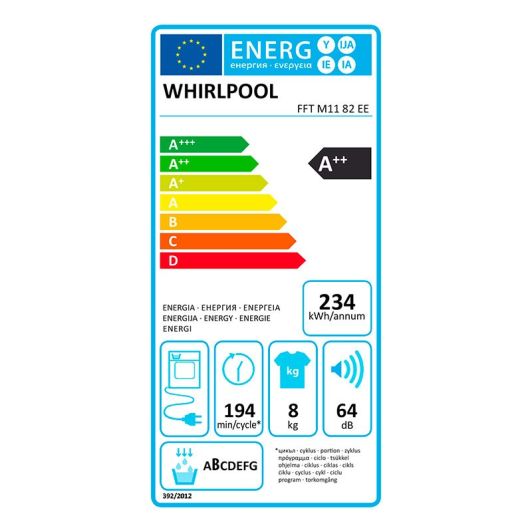 WHIRLPOOL Sèche-linge pompe à chaleur FFTM1182EER (8kg A++)