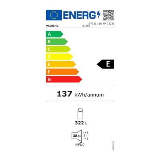 1 deur Koelkast VALBERG 1D NF 322 E S180