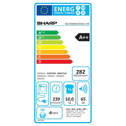 Sèche-linge 10Kg PAC SHARP KD-HHH0S7EW21-FR