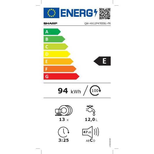 Vaatwasser 13 bestekken 60 cm SHARP QW-HX12F47EEB1-FR