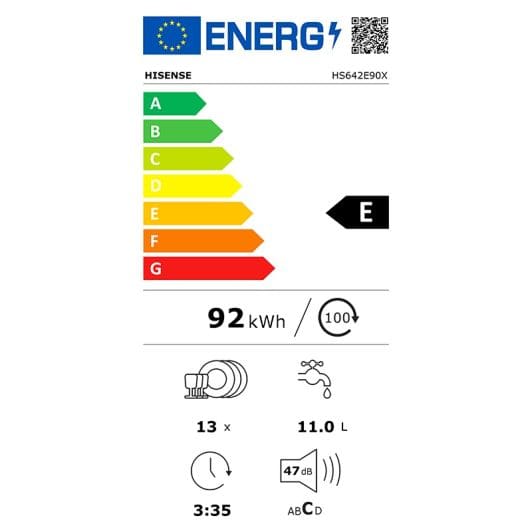 Lave-vaisselle 13 couverts HISENSE HS642E90X 13S47