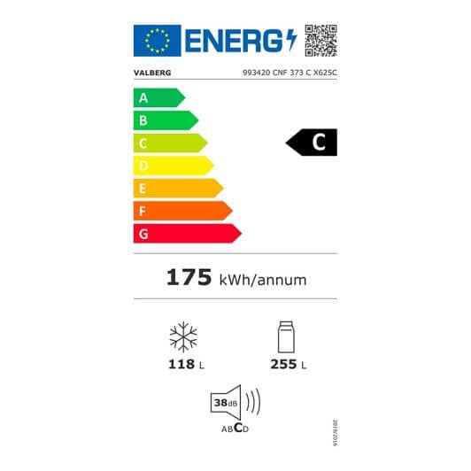 Réfrigérateur combiné VALBERG CNF 373 C X625C