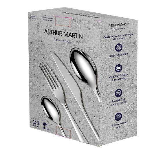 Bestekset ARTHUR MARTIN 24 stuks Empire mat & glanzend