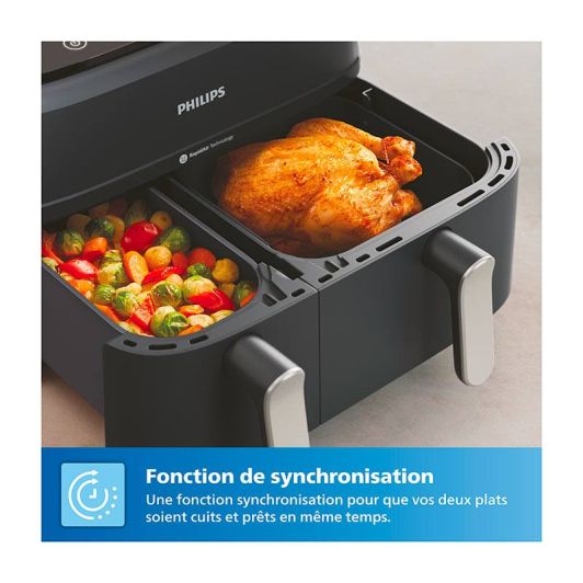 Friteuse à air chaud multifonctions PHILIPS NA351/00 double panier 9L