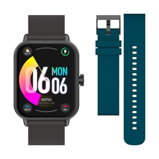 Smartwatch ECHO Rainbow Lite Zwart + armband blauw