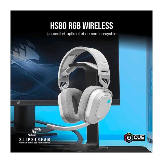 Casque gaming CORSAIR HS80 WHITE RGB WL