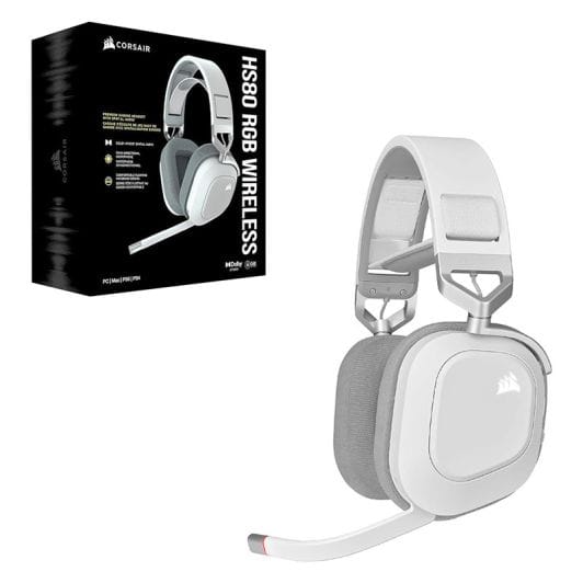 Casque gaming CORSAIR HS80 WHITE RGB WL