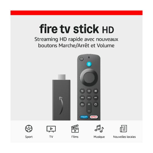 Passerelle Multimédia FIRE STICK TV AMAZON HD 2024 avec télécommande