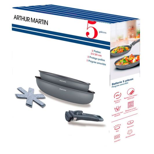 Lot de 2 poêles céramique ARTHUR MARTIN 24-28 cm