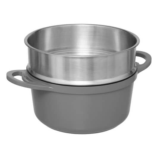 Kookpot 24cm met grijs stoommandje