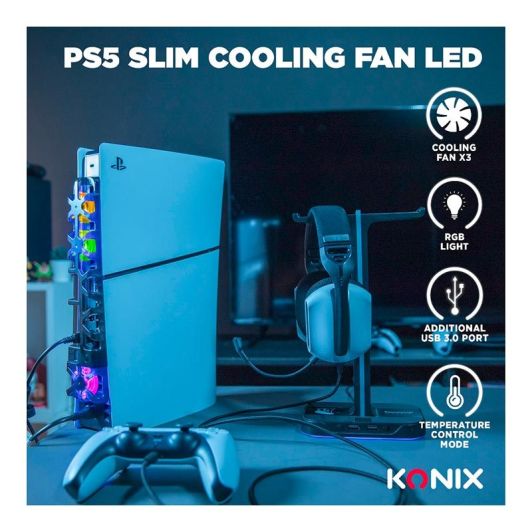 KONIX USB-ventilator met LED voor PS5 Slim