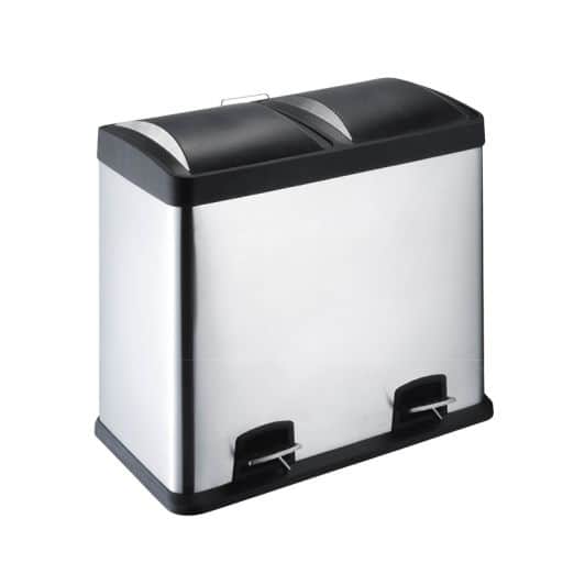 Poubelle Inox Tri sélectif 2x30L