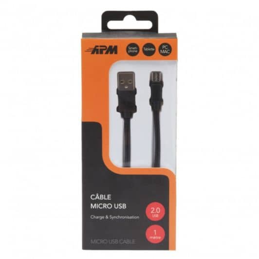 Câble APM 1M MICRO USB NOIR