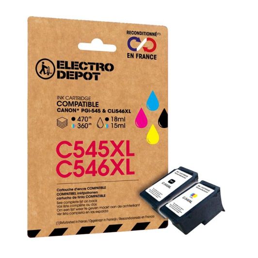 Compatibel  Inktpatroon ELECTRO DEPOT Canon C545/546 pack XL zwart en kleuren