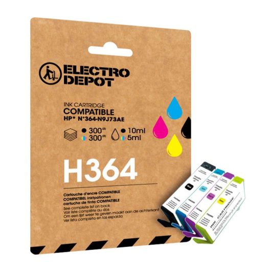 Cartouche d'encre ELECTRO DEPOT compatible HP H364 pack noir et couleurs