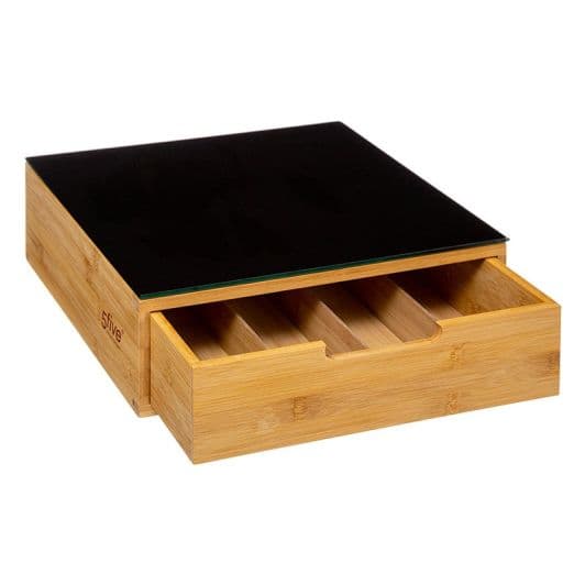 Rangement dosettes tiroir bambou/noir