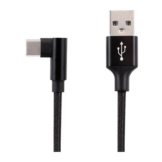 CABLE EDENWOOD USB-C Coudé Tressé 1M NOIR