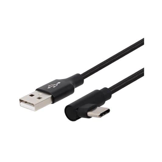 CABLE EDENWOOD USB-C Coudé Tressé 1M NOIR