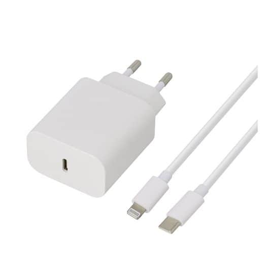 CHARGEUR SECTEUR EDENWOOD 20W USB-C + CABLE LIGHTNING USB-C 