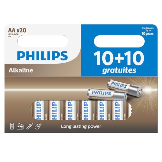 Lot de 20 piles PHILIPS AA