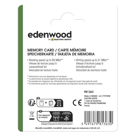 EDENWOOD 256 GB Micro SD-kaart + adapter