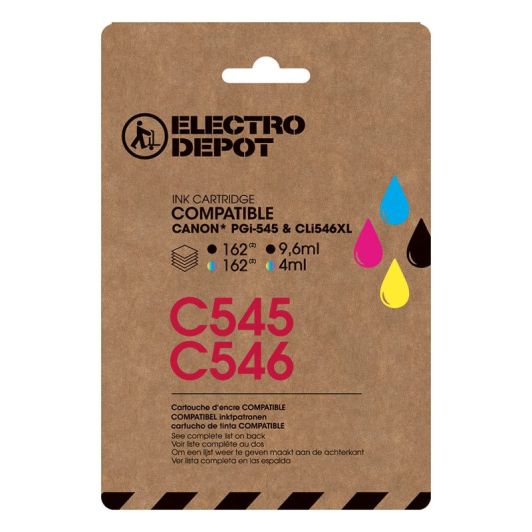 Compatibel ELECTRO DEPOT inktpatroon Canon C545/546 verpakking zwart en kleuren