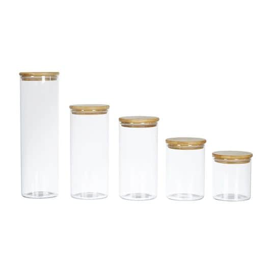 Bocaux verre et bambou x5