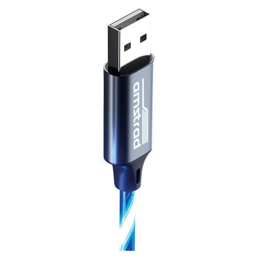 Kabel AMSTRAD USB-C LED blauw 3m