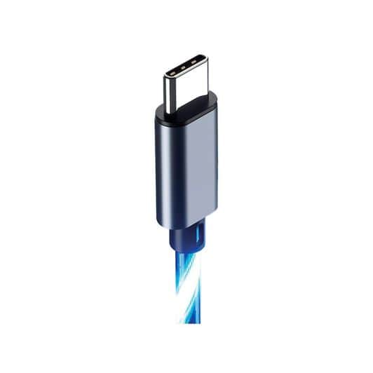 Kabel AMSTRAD USB-C LED blauw 3m