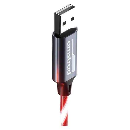 Kabel AMSTRAD USB-A/USB-C LED rood