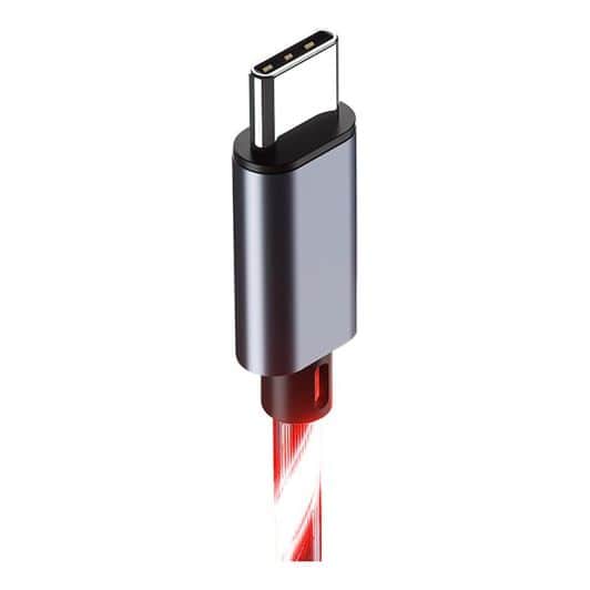 Kabel AMSTRAD USB-A/USB-C LED rood