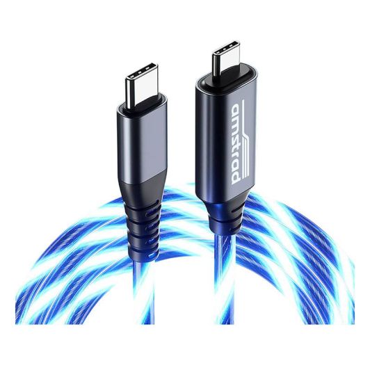 Câble AMSTRAD USB-C/USB-C LED BLEU