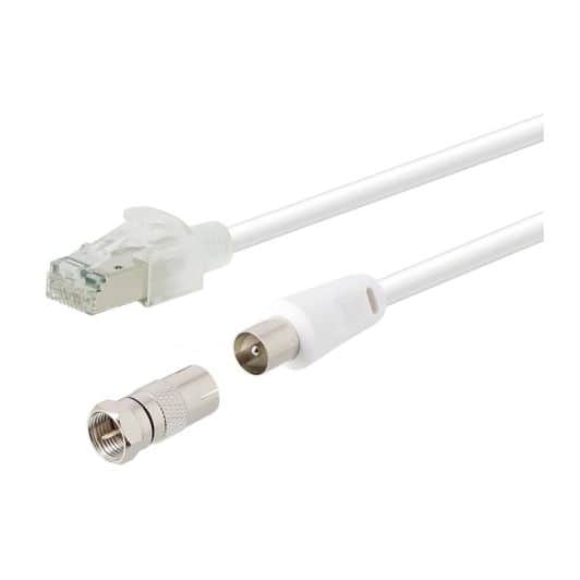 Kabel SEDEA RJ45/ TV 9,5 2M wit + adapter