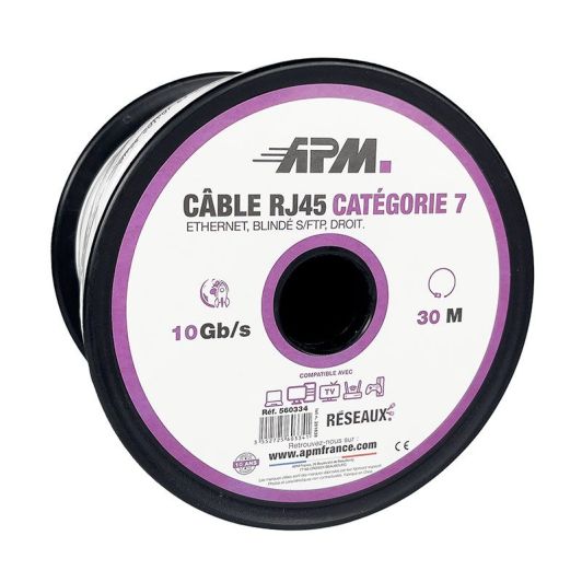 Kabel APM RJ45 10Gb/s 30M Droit CAT7