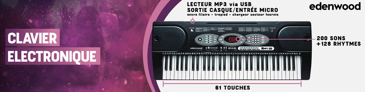 Clavier Synthétiseur EDENWOOD KEYBOARD 61 touches 