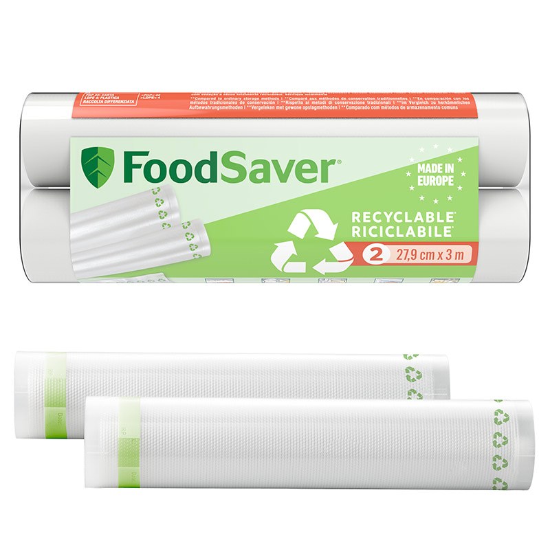 Lot de 2 rouleaux de sacs recyclables FOODSAVER 28cm X 3m