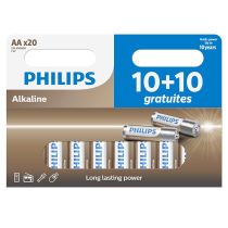 Batterij PHILIPS pack 20 batterijen AA