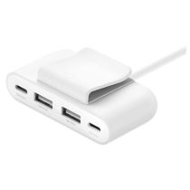 Belkin BoostCharge – Chargeur USB 4 Ports (2 USB-C + 2 USB-A, 30W, câble 2 m, clip, éco-conçu)