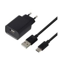 CHARGEUR SECTEUR 2,4AA + CABLE 1M NOIR USB C NOIR