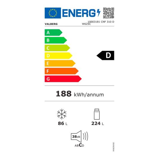 Koel-vriescombinatie VALBERG CNF 310 D W625C