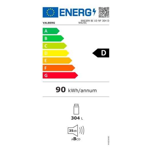 Inbouwkoelkast 1 deur VALBERG BI 1D NF 304 D W