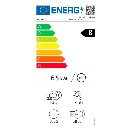 Vaatwasser VALBERG 14S40 B DXAD929C V2 dark inox