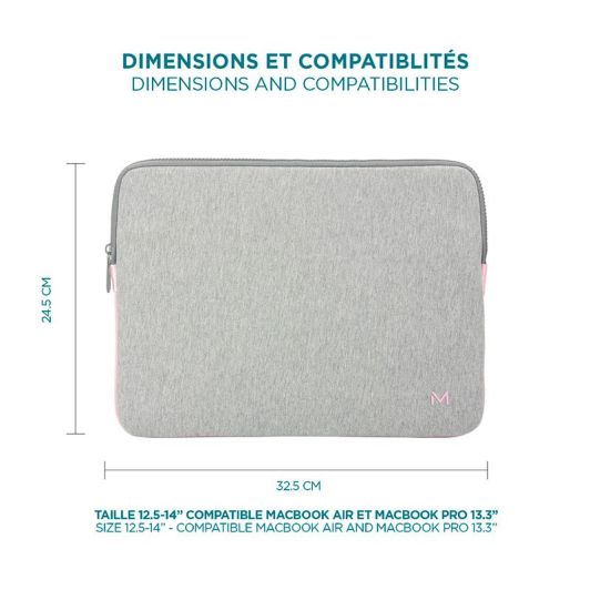 Housse pour ordinateur à mémoire de forme jusqu'à 14'' - Gris & Rose - Skin