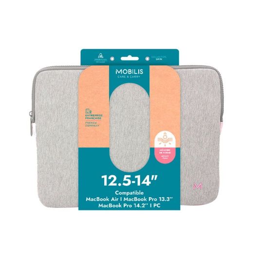 Housse pour ordinateur à mémoire de forme jusqu'à 14'' - Gris & Rose - Skin