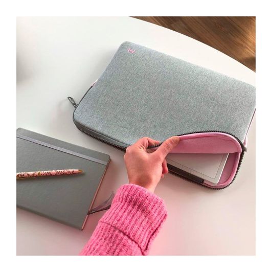 Housse pour ordinateur à mémoire de forme jusqu'à 14'' - Gris & Rose - Skin