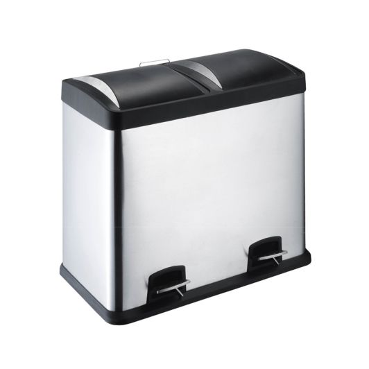 Duo pedaalafvalbak BY ELECTRO DEPOT 60L - Inox