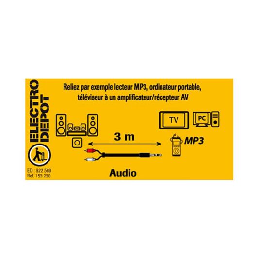 KABEL EDENWOOD JACK 3,5 / 2 RCA Zwart 3