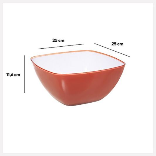 Slakom vierkant 25 cm rood