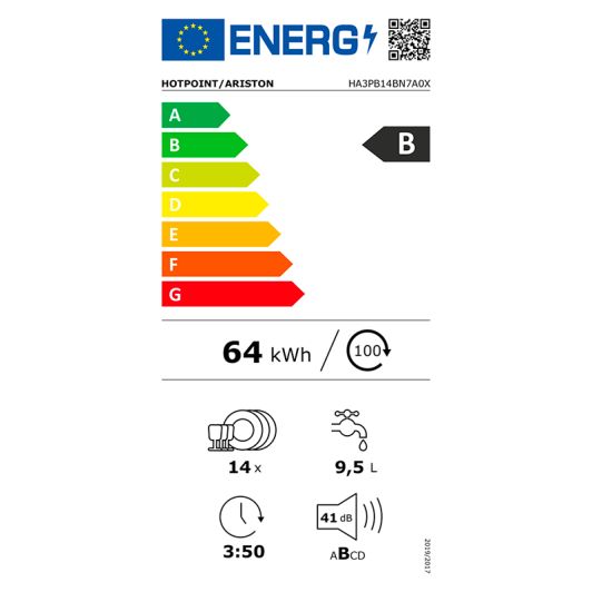 HOTPOINT  Semi-geïntegreerde vaatwasser HA3PB14BN7A0X